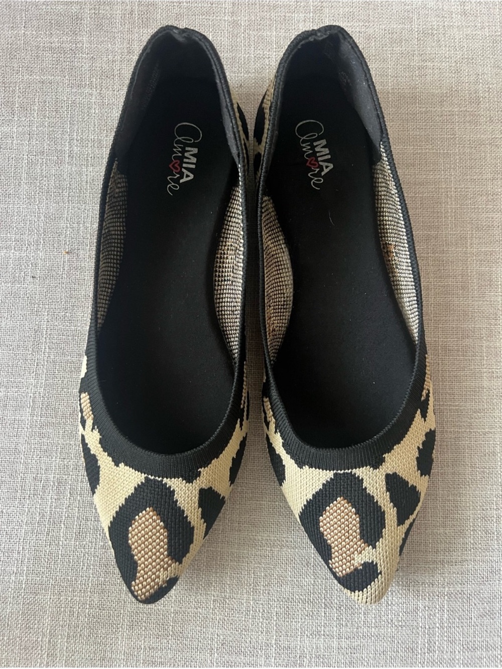 Mi Amore Leopard Knit ballet Flats, size 9, pointed toe office casual dressy